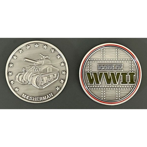 Icons of WWII M4 Sherman Tank Challenge Coin - Brand New - Picture 1 of 1
